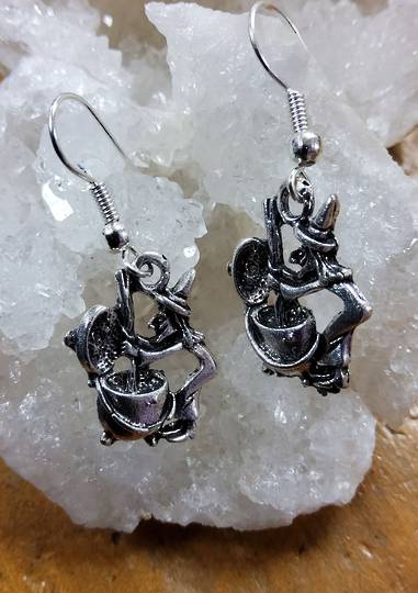 Surgical Steel Witch and Cauldron Earrings